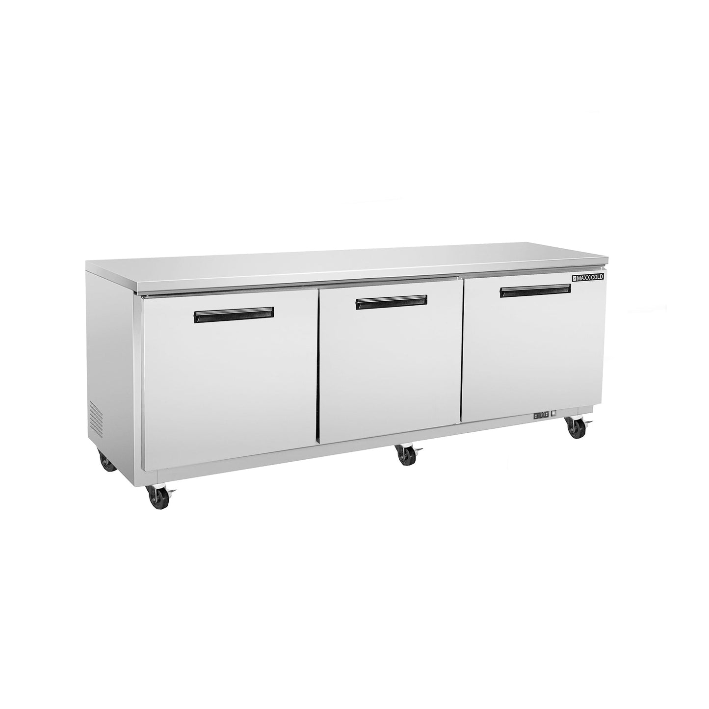 Maxx Cold Triple Door Undercounter Refrigerator, 72"W, 18 cu. ft. Storage Capacity, in Stainless Steel - MXCR72UHC