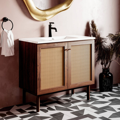 Swiss Madison Classe 36" Freestanding Bathroom Vanity in Brown Oak with Sink Top - SM-BV663WN