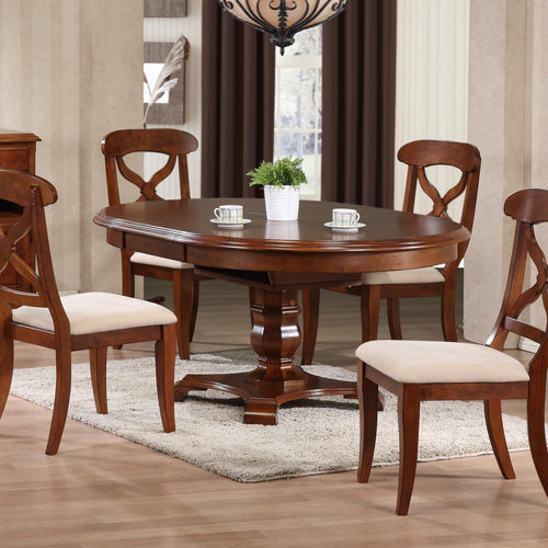 Sunset Trading Andrews 48" Round or 66" Oval Butterfly Leaf Extendable Dining Table | Chestnut Brown | Seats 6 -  DLU-ADW4866-CT