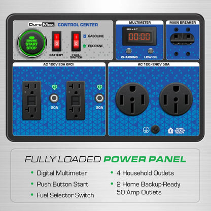 Aurora Generators DuroMax XP15000HX+ 15,000W Electric Start Dual Fuel EFI Portable Generator - XP15000HX+