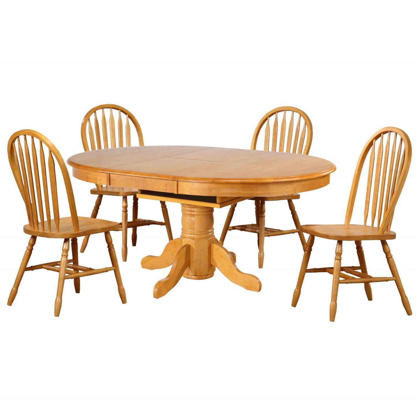 Sunset Trading Oak Selections 5 Piece 66" Oval Extendable Pedestal Dining Set - DLU-TBX4266-820-LO5PC