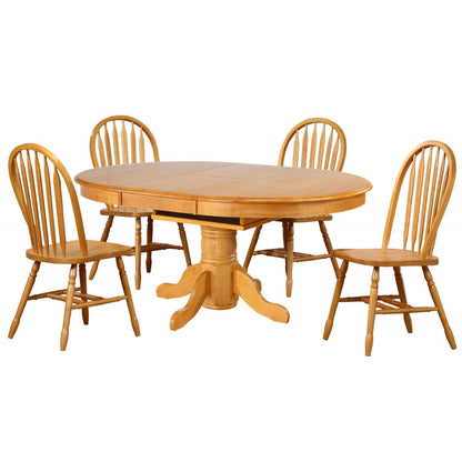 Sunset Trading Oak Selections 5 Piece 66" Oval Extendable Pedestal Dining Set - DLU-TBX4266-820-LO5PC