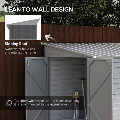 Outsunny 4.6' x 9' Steel Outdoor Storage Shed, with Foundation Kit, Lockable Doors and Gloves, Gray - 845-841V01GY