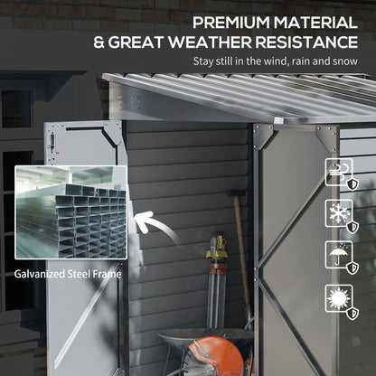 Outsunny 4.6' x 9' Steel Outdoor Storage Shed, with Foundation Kit, Lockable Doors and Gloves, Gray - 845-841V01GY
