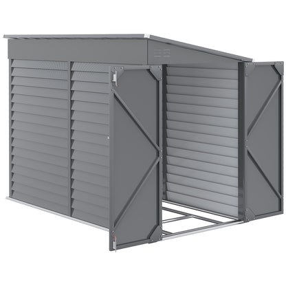 Outsunny 4.6' x 9' Steel Outdoor Storage Shed, with Foundation Kit, Lockable Doors and Gloves, Gray - 845-841V01GY