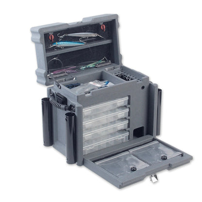 SKB Medium Tackle Box, 4 Storage Boxes with Dividers and Padlockable Latch, Gray - 420648