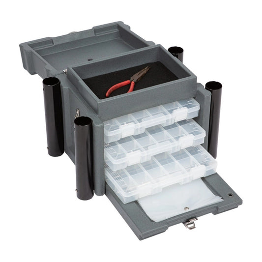 SKB Medium Tackle Box, 4 Drawers with Dividers and 2 Soft Exterior Pockets, Gray - 420647