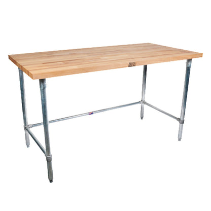 John Boos SNB08 Wood Top 48" Work Table with Stainless Steel Legs - JBSNB08