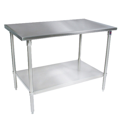 John Boos ST6-3696SSK 96"W x 36"D Stainless Steel Work Table, Adjust. Undershelf - JBST63696SSK