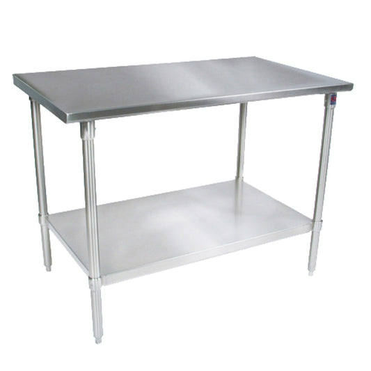 John Boos ST6-3696SSK 96"W x 36"D Stainless Steel Work Table, Adjust. Undershelf - JBST63696SSK