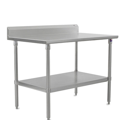 John Boos ST6R5-3030SSK 30" W x 30" D Stainless Steel Work Table, 5" Backsplash - JBST6R53030SSK