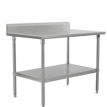 John Boos ST6R5-30120SSK 120"W x 30"D Stainless Steel Work Table, 5" Backsplash - JBST6R530120SSK