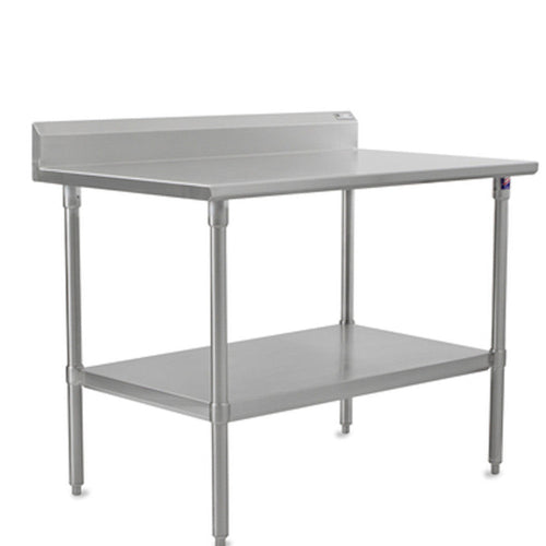 John Boos ST6R5-3060SSK 60" W x 30" D Stainless Steel Work Table, 5" Backsplash - JBST6R53060SSK