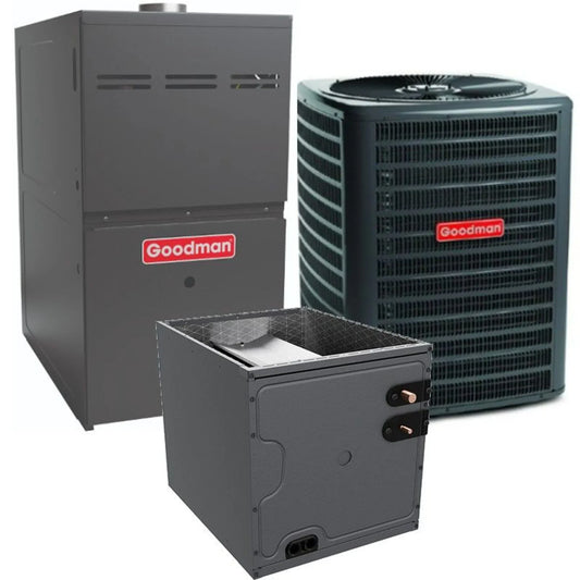 Goodman - 3.5 Ton/100,000 BTU 80% AFUE Gas Furnace and Air Conditioner System - Upflow - 13.8 SEER2 - R32 - GLXS3BN4210