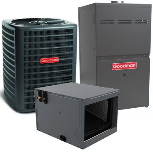 Goodman - 2.5 Ton/80,000 BTU 80% AFUE Gas Furnace and Air Conditioner System - Horizontal - 14.5 SEER2 - R32 - CHPTA3630C3