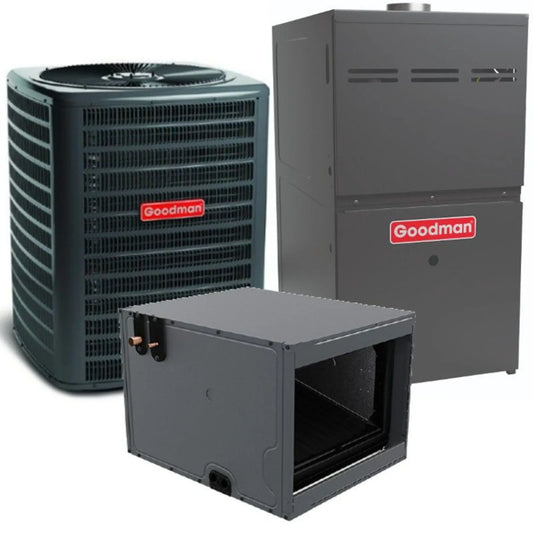 Goodman - 2 Ton/60,000 BTU 80% AFUE Gas Furnace and Air Conditioner System - Horizontal - 14.5 SEER2 - R32 - CHPTA3026B3