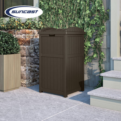 Suncast Trash Hideaway Outdoor 33 Gallon Garbage Waste Can Bin, Java (10 Pack) - 173821