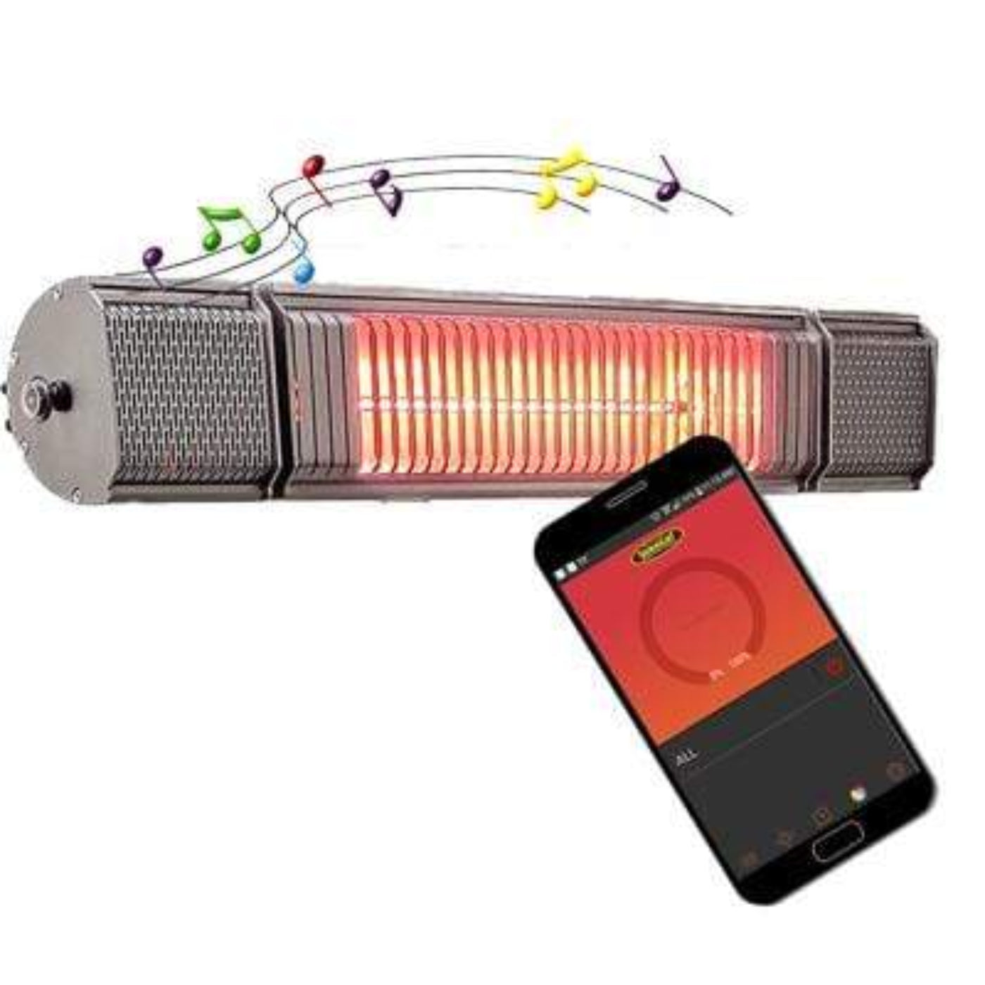 SunHeat Outdoor Weatherproof Electric Wall Mounted Heater with Bluetooth/ Remote Control-Grey-1500w-120v - WL15GBT