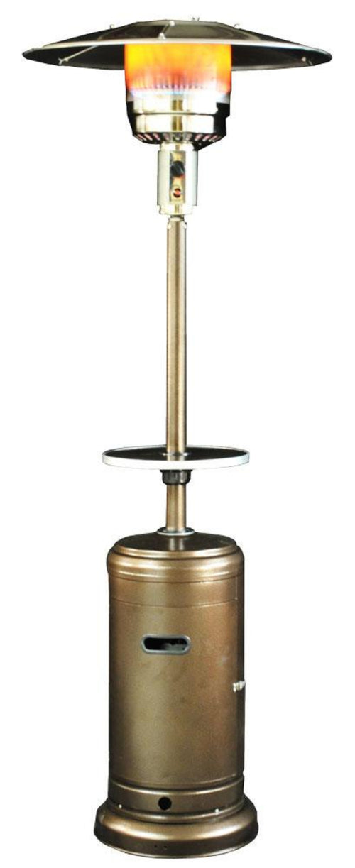 SUNHEAT Classic Umbrella Design Commercial Portable Propane Patio Heater with Drink Table - Golden Hammered - PHRDGH