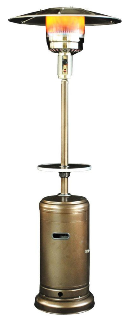 SUNHEAT Classic Umbrella Design Commercial Portable Propane Patio Heater with Drink Table - Golden Hammered - PHRDGH