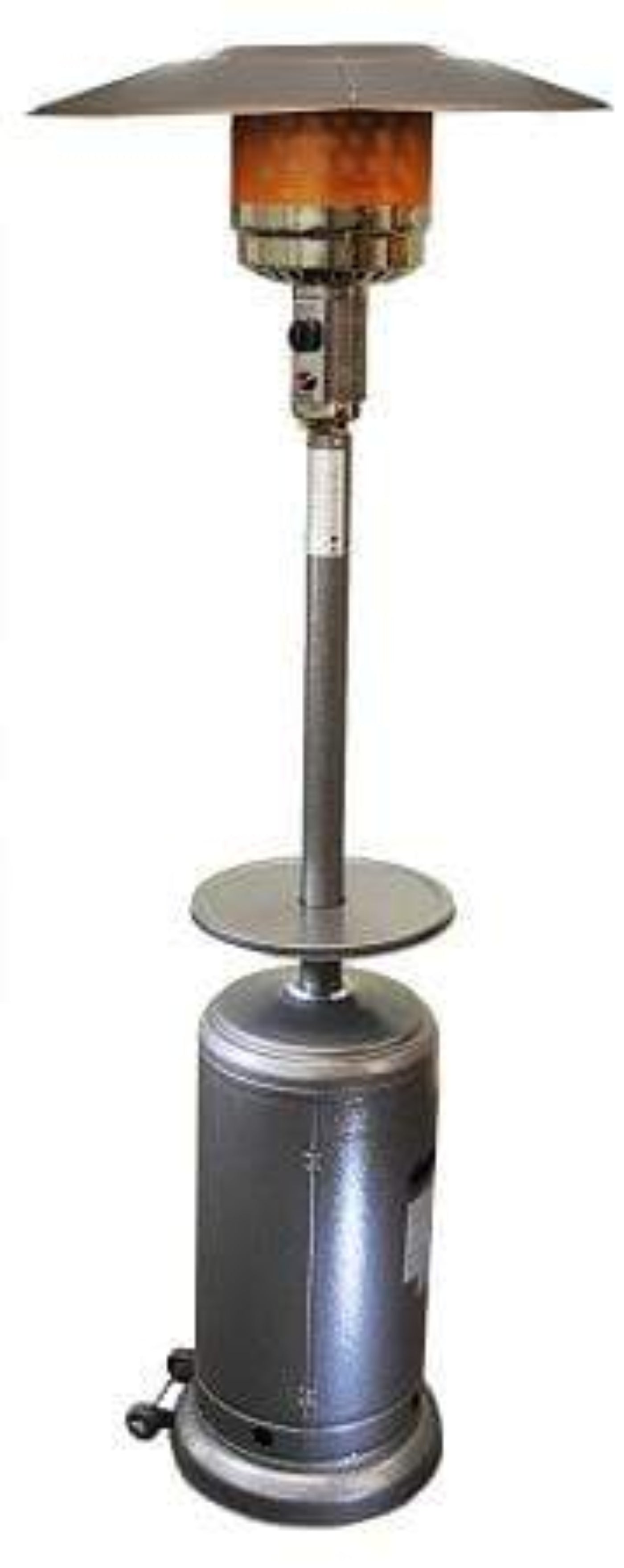 SUNHEAT Classic Umbrella Design Commercial Portable Propane Patio Heater with Drink Table - Hammered Silver - PHRDHS
