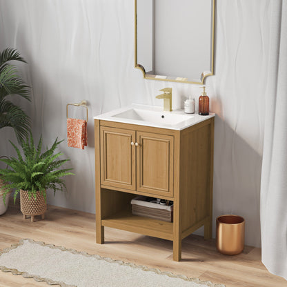 Swiss Madison Chateau 24" Freestanding Bathroom Vanity in Golden Oak with Sink Top - SM-BV240