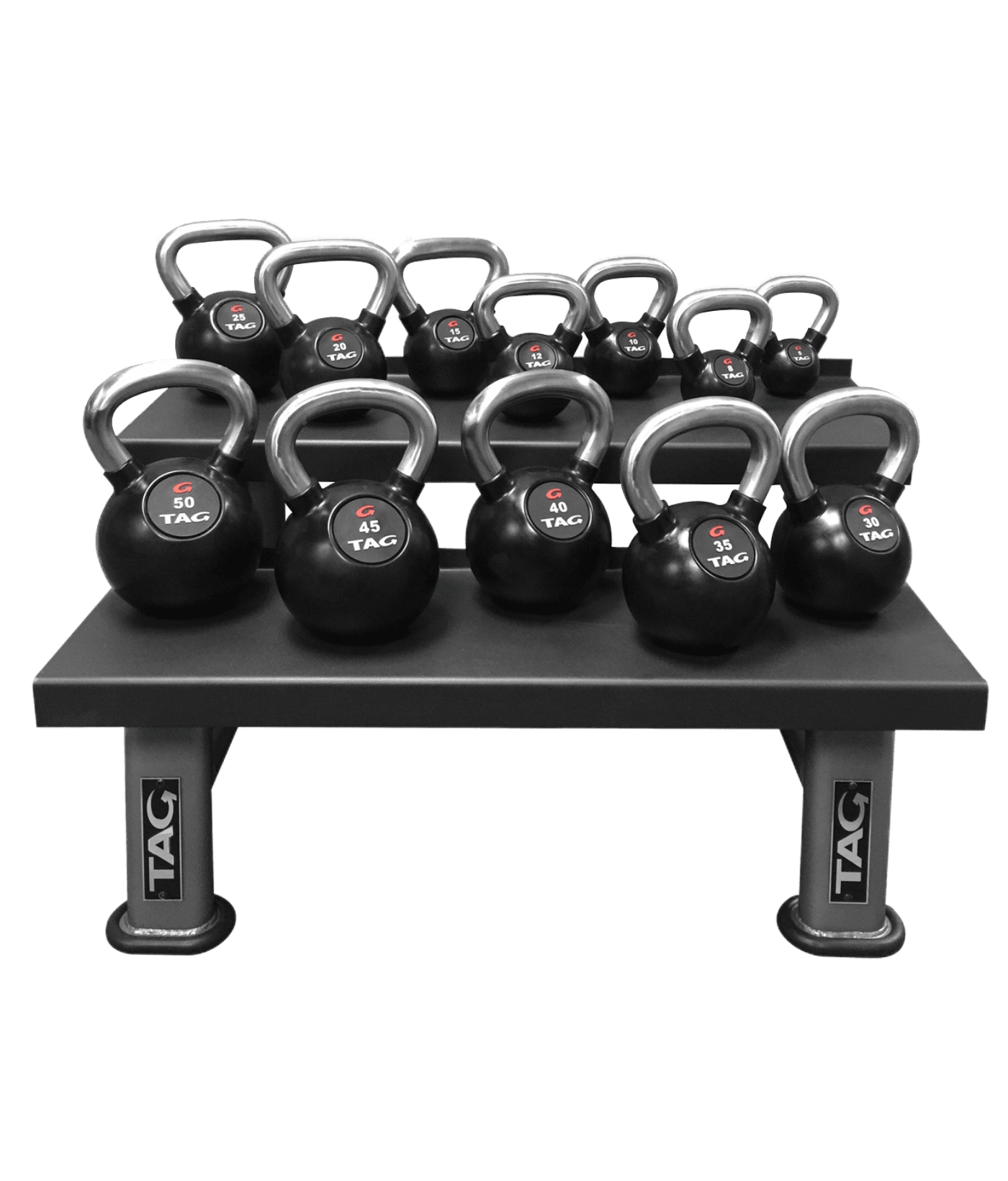 TAG Fitness Rubber Coated Kettlebell Set, Chrome Handle - 1770028079701_493