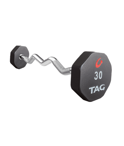 TAG Fitness Premium Ultrathane Fixed Barbell 20-100 Set with Ez-Curl Handle - 1770024668899_449