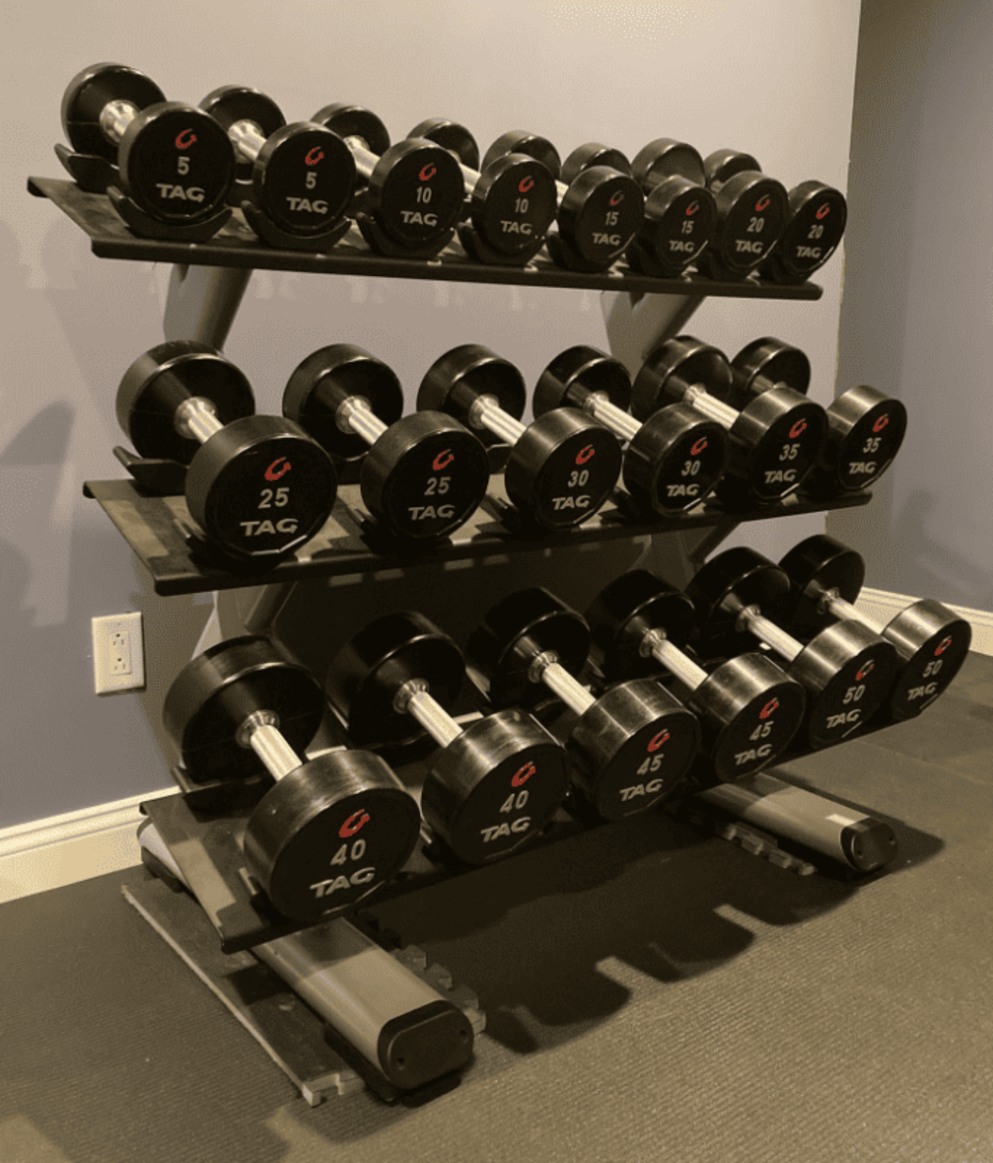 TAG Fitness Premium Ultrathane Dumbbell Set 5lb – 100lb - 1770024574368_914