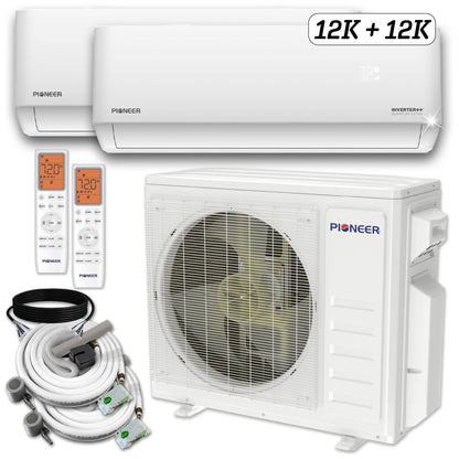 Pioneer Dual Split 24000 BTU 2-Ton Quantum Ultra Wi-Fi 24 SEER2 Energy-Star Multi (2) Zone Wall Mount Air Conditioner Heat Pump 230-Volt - WYT030GLSI24M3-12W-12W