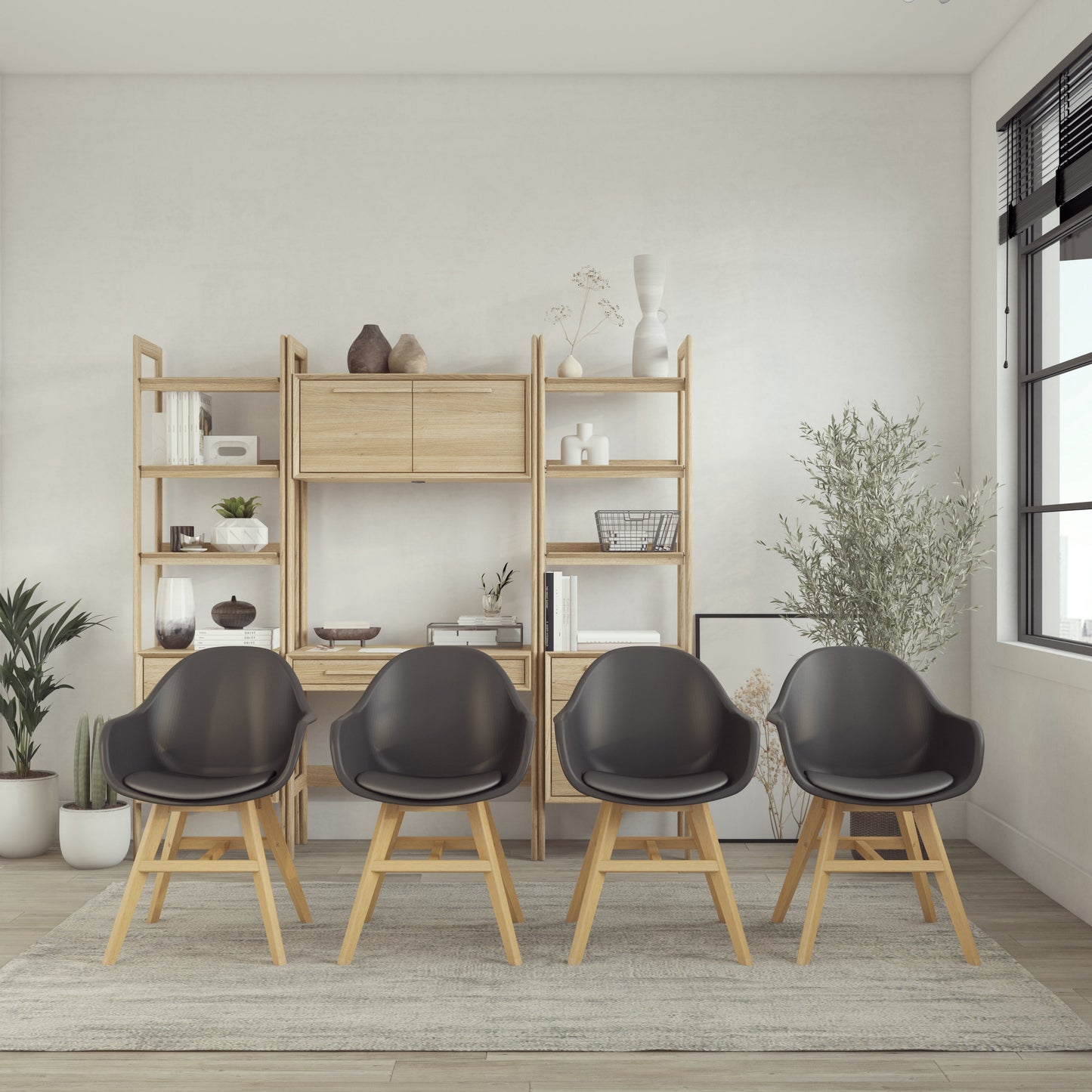 Midtown Concept Arm Indoor Dining Chair - 4PC - SC CON_ARM PAR WHT