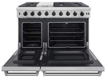 Thor Kitchen 2-Piece Appliance Package - 48-Inch Propane Gas Range  & Under Cabinet 11-Inch Tall Hood in Stainless Steel - AP2-LRG48-LP