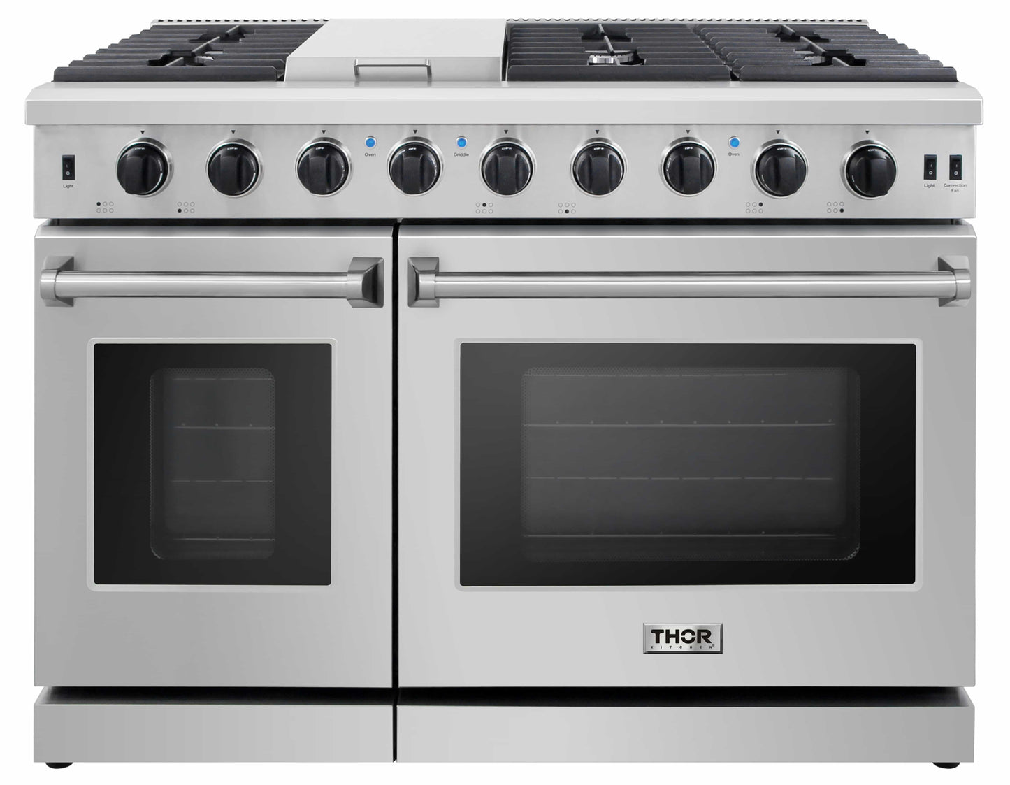 Thor Kitchen 2-Piece Appliance Package - 48-Inch Propane Gas Range  & Pro Wall Mount Hood in Stainless Steel