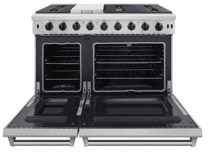 Thor Kitchen 2-Piece Appliance Package - 48-Inch Propane Gas Range  & Pro Wall Mount Hood in Stainless Steel