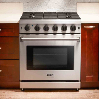 Thor Kitchen 3-Piece Appliance Package - 30-Inch Propane Gas Range, Dishwasher & Refrigerator in Stainless Steel - APR3-LRG30-LP