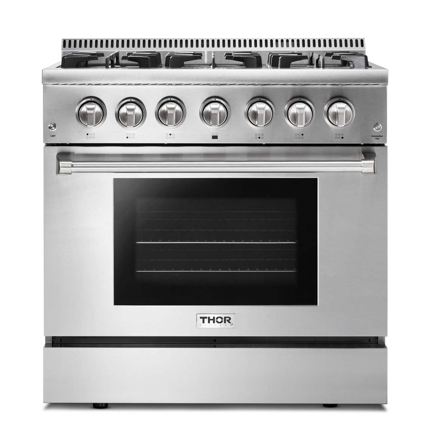 Thor Kitchen 36-Inch 5.2 Cu. Ft. Oven Dual Fuel Range with Propane Gas Cooktop in Stainless Steel  - HRD3606ULP