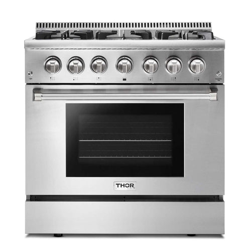 Thor Kitchen 36-Inch 5.2 Cu. Ft. Oven Dual Fuel Range with Propane Gas Cooktop in Stainless Steel  - HRD3606ULP