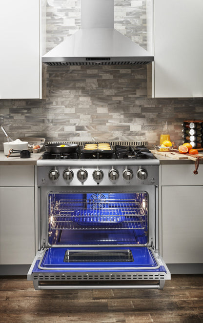 Thor Kitchen 36-Inch 5.2 Cu. Ft. Oven Dual Fuel Range with Propane Gas Cooktop in Stainless Steel  - HRD3606ULP