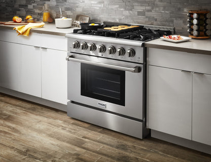 Thor Kitchen 36-Inch 5.2 Cu. Ft. Professional Propane Gas Range with in Stainless Steel  - HRG3618ULP