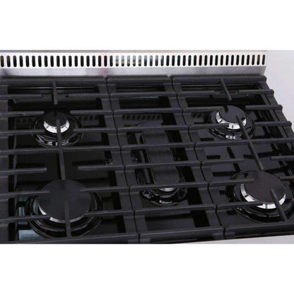 Thor Kitchen 4-Piece Appliance Package - 30-Inch Propane Gas Range, French Door Refrigerator, Wall Mount Hood, and Dishwasher in Stainless Steel - APR4-LRG30B-LP