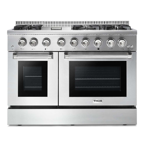 Thor Kitchen 48-Inch Dual Fuel Range with Propane Gas Cooktop and 6.7 cu. ft. Electric Oven in Stainless Steel  - HRD4803ULP