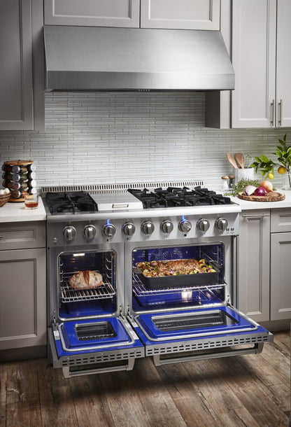 Thor Kitchen 48-Inch Dual Fuel Range with Propane Gas Cooktop and 6.7 cu. ft. Electric Oven in Stainless Steel  - HRD4803ULP