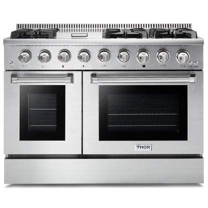 Thor Kitchen 48-Inch Propane Gas Range with 6.7 cu. ft. Double Oven in Stainless Steel  - HRG4808ULP