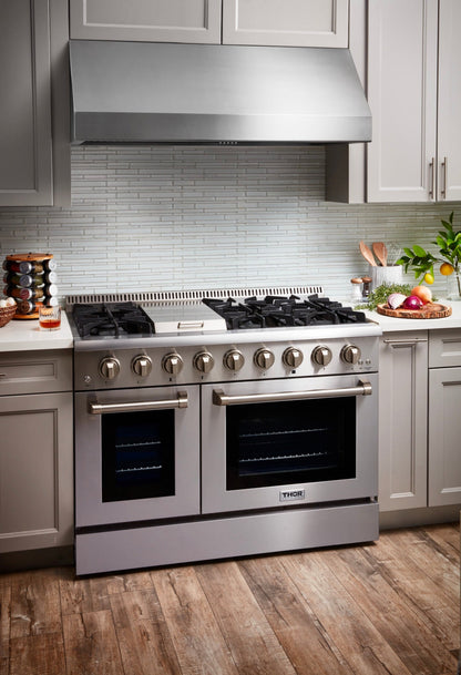 Thor Kitchen 48-Inch Propane Gas Range with 6.7 cu. ft. Double Oven in Stainless Steel  - HRG4808ULP