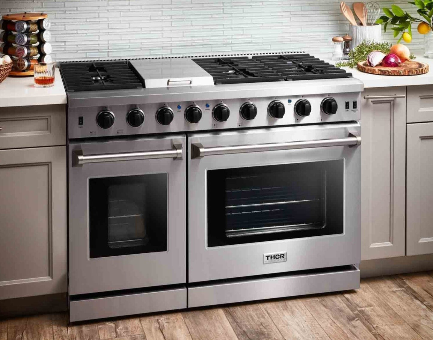 Thor Kitchen 48-Inch 6.8 Cu. Ft. Double Oven Propane Gas Range with in Stainless Steel  - LRG4807ULP