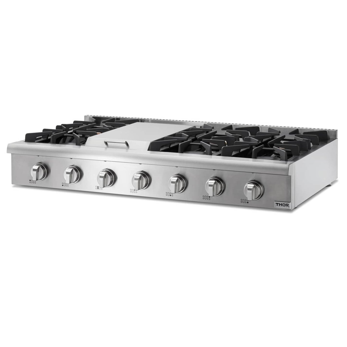 Thor Kitchen 48-Inch Propane Gas Cooktop in Stainless Steel with 6 Burners Including Power Burners and Griddle  - HRT4806ULP