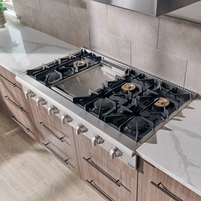 Thor Kitchen 48-Inch Propane Gas Cooktop in Stainless Steel with 6 Burners Including Power Burners and Griddle  - HRT4806ULP