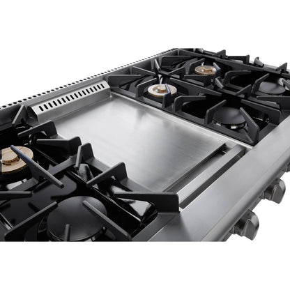 Thor Kitchen 48-Inch Propane Gas Cooktop in Stainless Steel with 6 Burners Including Power Burners and Griddle  - HRT4806ULP