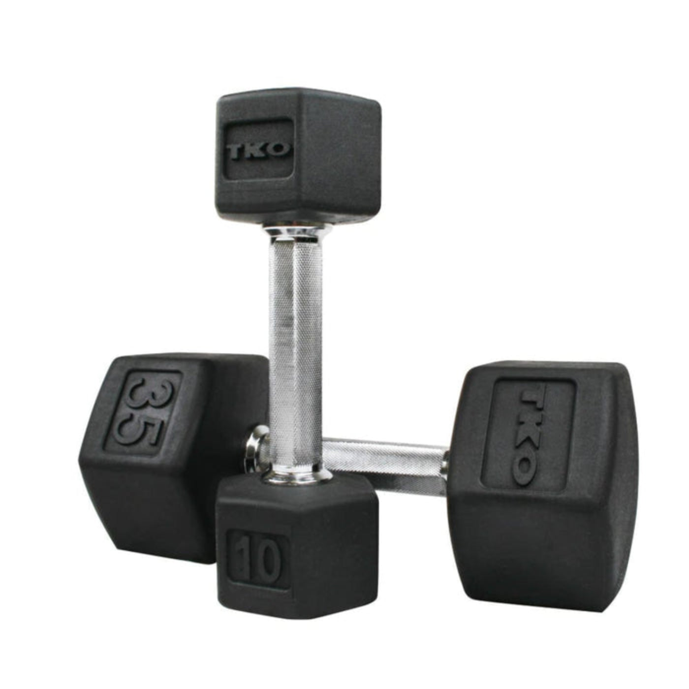 TKO Tri-Grip Hex Rubber Dumbbell Sets  - 814TXR