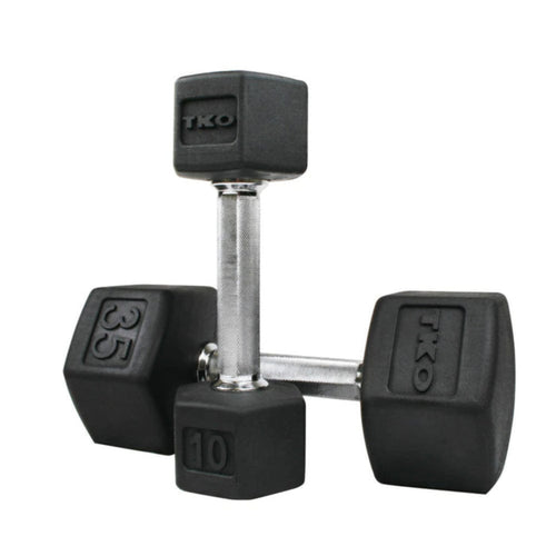 TKO Tri-Grip Hex Rubber Dumbbell Sets  - 814TXR